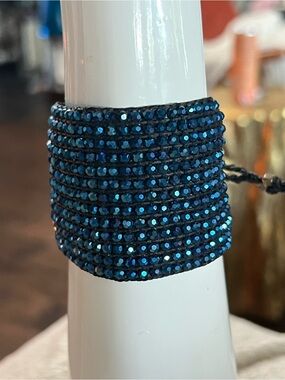 Nakamol Navy Blue Crystal Multi-Row Wrap Bracelet
